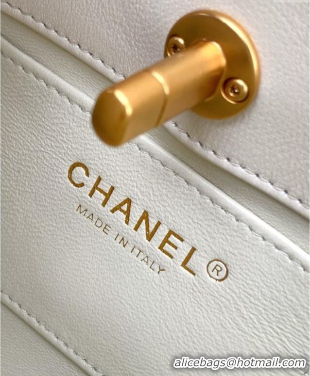 Good Product Chanel Shiny Lambskin Small Shopping bag with Pearls AS5413 White 2025