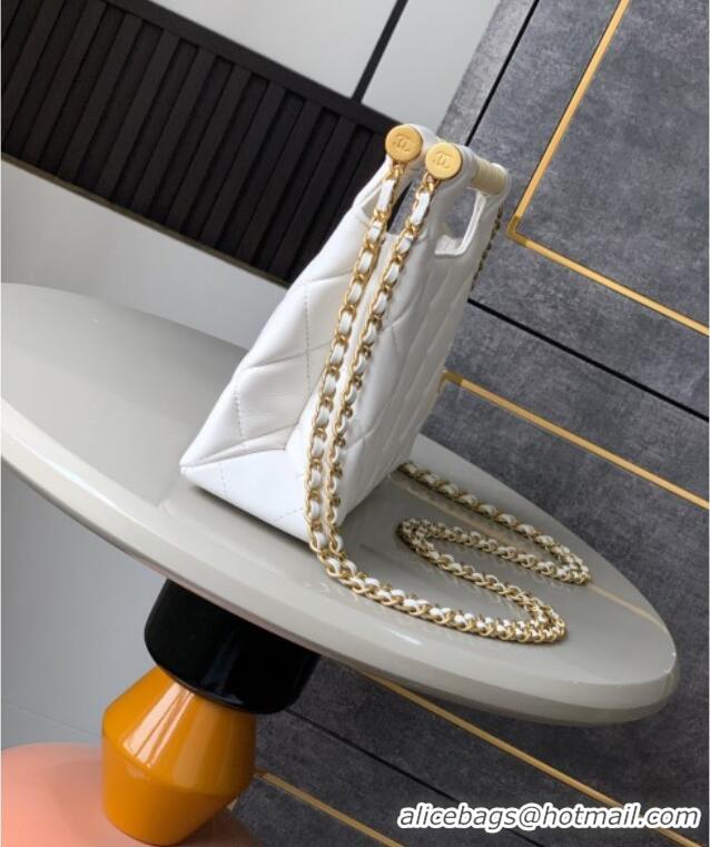 Good Product Chanel Shiny Lambskin Small Shopping bag with Pearls AS5413 White 2025