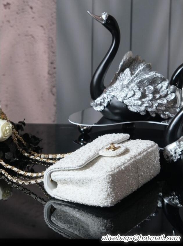 Promotional Chanel Sequins & Pearls Classic Mini Flap Bag A69900 White 2025 Fall/Winter