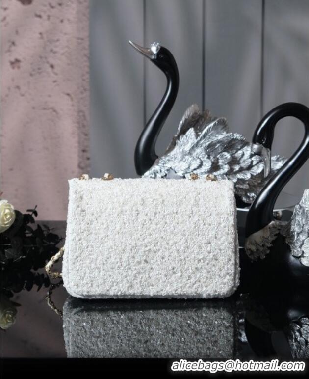 Promotional Chanel Sequins & Pearls Classic Mini Flap Bag A69900 White 2025 Fall/Winter