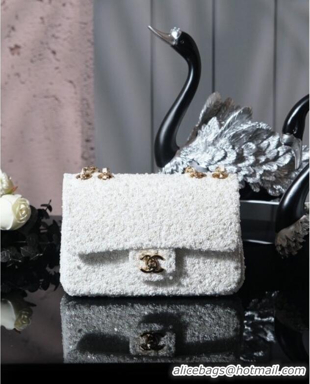 Promotional Chanel Sequins & Pearls Classic Mini Flap Bag A69900 White 2025 Fall/Winter