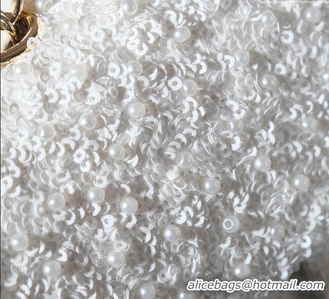 Promotional Chanel Sequins & Pearls Classic Mini Flap Bag A69900 White 2025 Fall/Winter