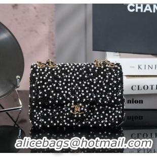 Buy Fashionable Chanel Sequins & Pearls Classic Mini Flap Bag A69900 Black 2025 Fall/Winter