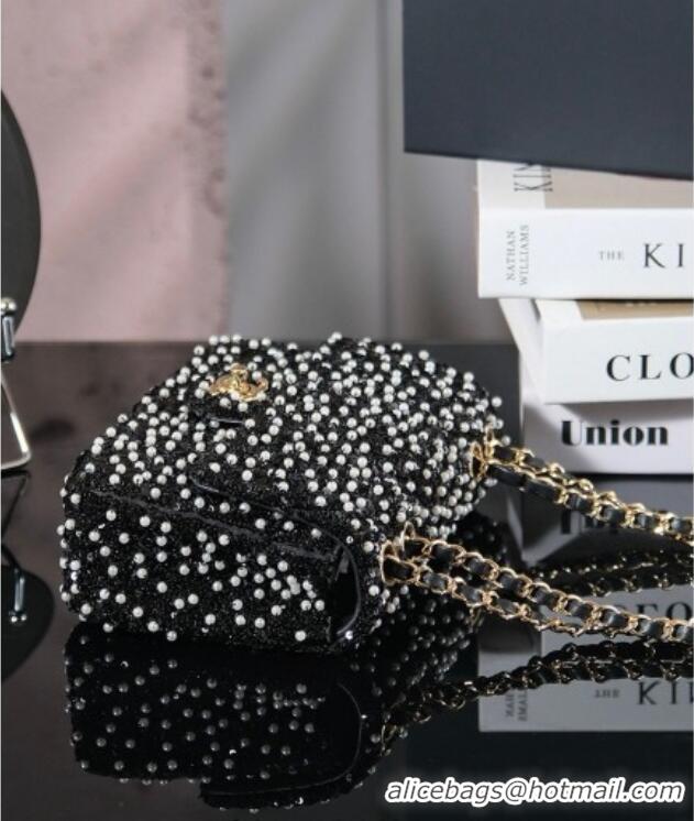 Buy Fashionable Chanel Sequins & Pearls Classic Mini Flap Bag A69900 Black 2025 Fall/Winter