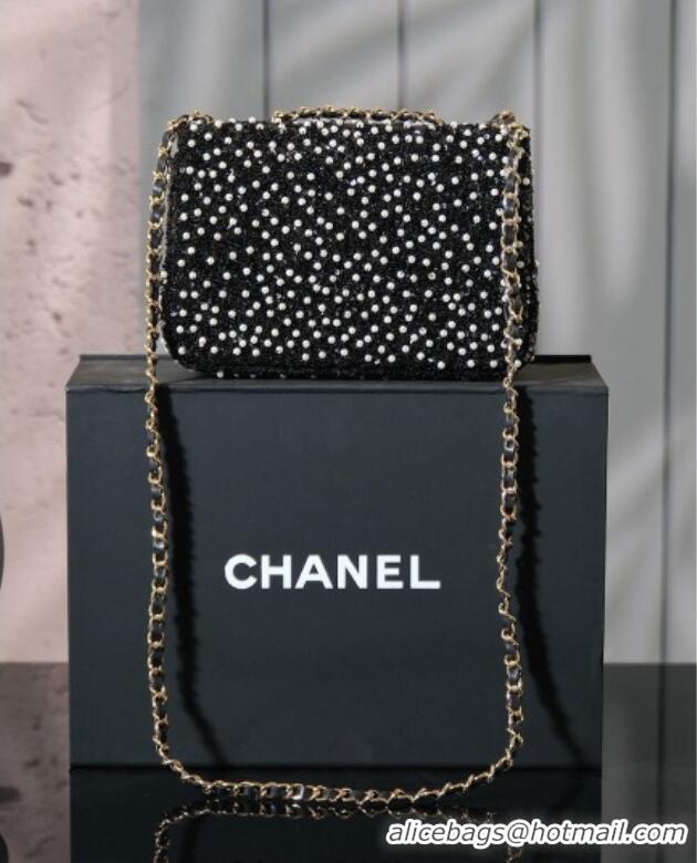 Buy Fashionable Chanel Sequins & Pearls Classic Mini Flap Bag A69900 Black 2025 Fall/Winter