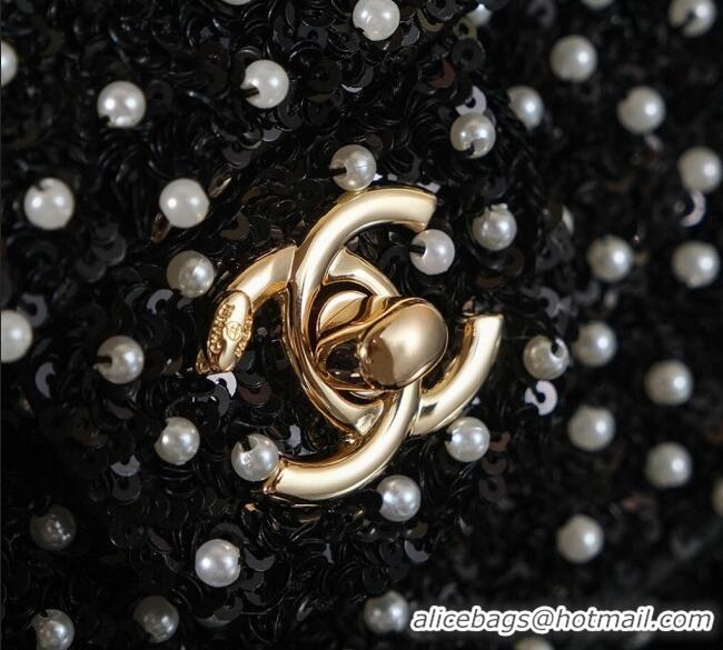 Buy Fashionable Chanel Sequins & Pearls Classic Mini Flap Bag A69900 Black 2025 Fall/Winter