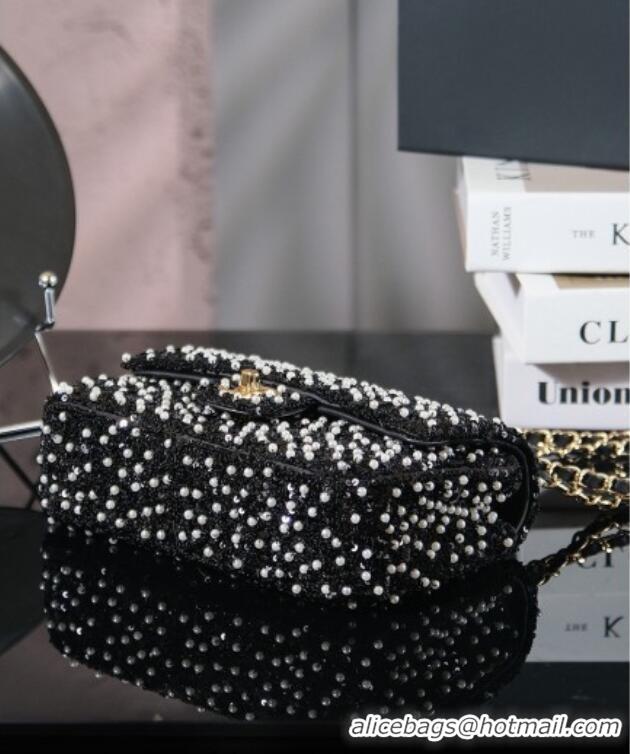 Buy Fashionable Chanel Sequins & Pearls Classic Mini Flap Bag A69900 Black 2025 Fall/Winter