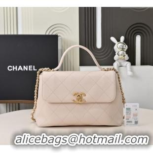 Top Grade Chanel Calfskin Large Flap Bag with Top Handle AS5467 Light Pink 2025