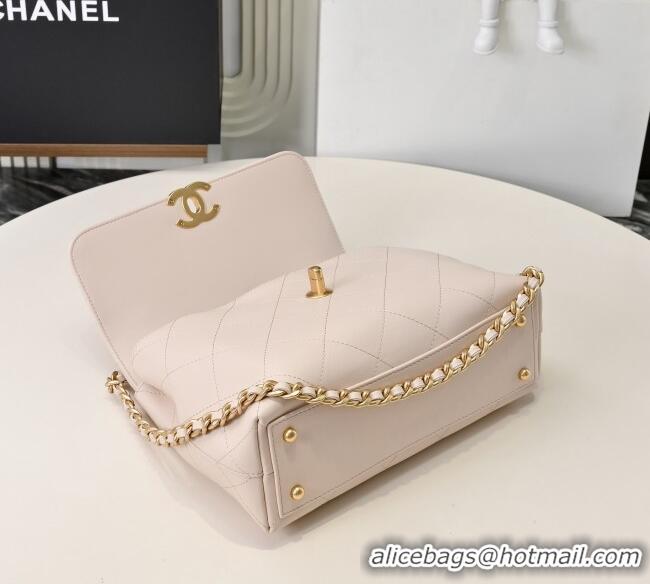 Top Grade Chanel Calfskin Large Flap Bag with Top Handle AS5467 Light Pink 2025