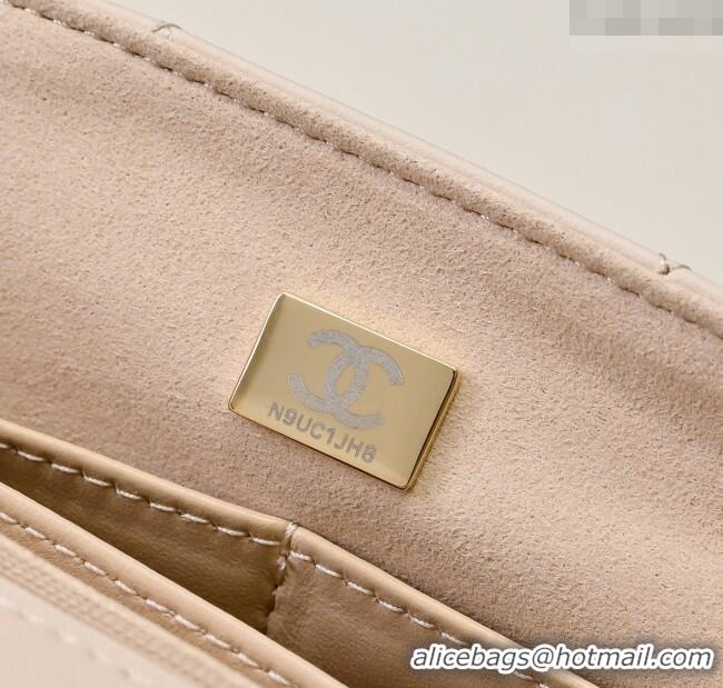 Top Grade Chanel Calfskin Large Flap Bag with Top Handle AS5467 Light Pink 2025