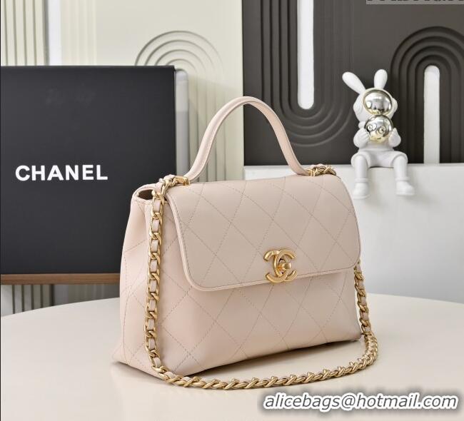 Top Grade Chanel Calfskin Large Flap Bag with Top Handle AS5467 Light Pink 2025