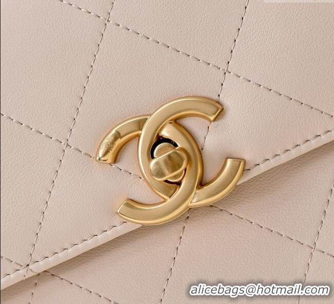 Top Grade Chanel Calfskin Large Flap Bag with Top Handle AS5467 Light Pink 2025