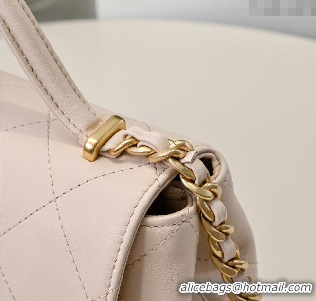 Top Grade Chanel Calfskin Large Flap Bag with Top Handle AS5467 Light Pink 2025