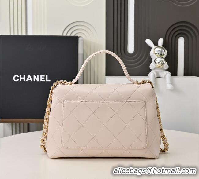 Top Grade Chanel Calfskin Large Flap Bag with Top Handle AS5467 Light Pink 2025