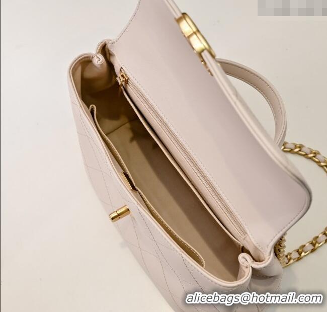 Top Grade Chanel Calfskin Large Flap Bag with Top Handle AS5467 Light Pink 2025