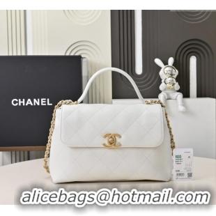 Good Looking Chanel Calfskin Large Flap Bag with Top Handle AS5467 White 2025
