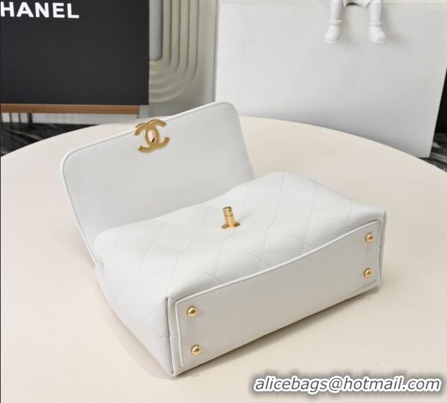 Good Looking Chanel Calfskin Large Flap Bag with Top Handle AS5467 White 2025