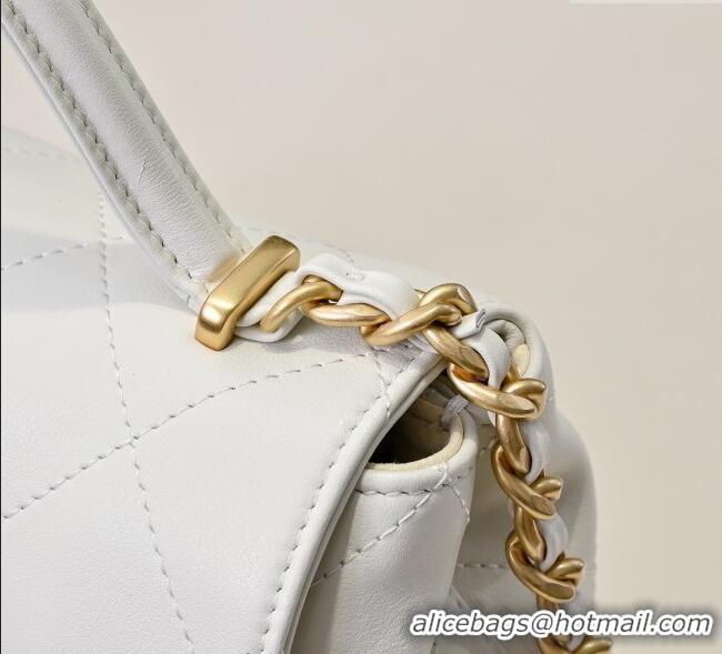 Good Looking Chanel Calfskin Large Flap Bag with Top Handle AS5467 White 2025