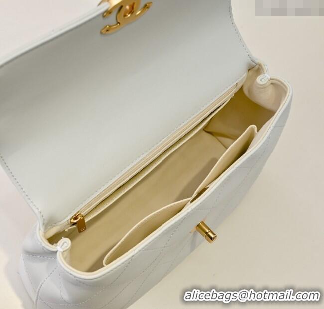 Good Looking Chanel Calfskin Large Flap Bag with Top Handle AS5467 White 2025