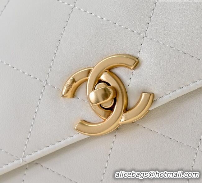 Good Looking Chanel Calfskin Large Flap Bag with Top Handle AS5467 White 2025