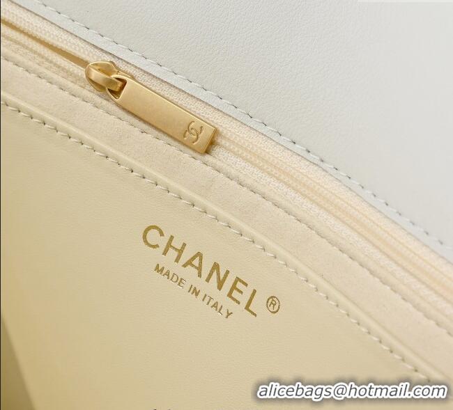Good Looking Chanel Calfskin Large Flap Bag with Top Handle AS5467 White 2025
