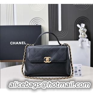 Best Price Chanel Calfskin Large Flap Bag with Top Handle AS5467 Black 2025