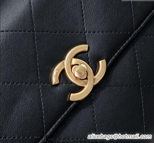 Best Price Chanel Calfskin Large Flap Bag with Top Handle AS5467 Black 2025