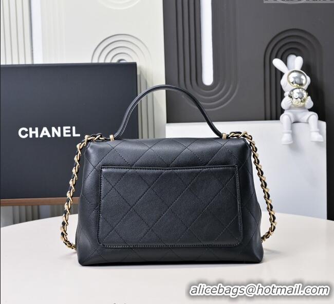 Best Price Chanel Calfskin Large Flap Bag with Top Handle AS5467 Black 2025