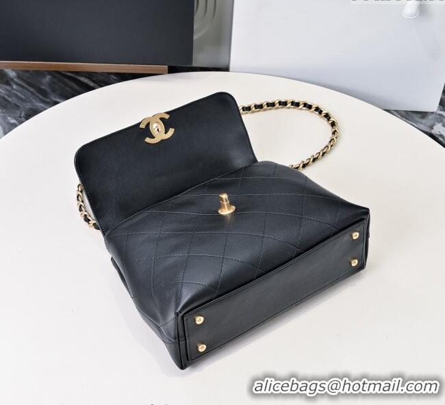 Best Price Chanel Calfskin Large Flap Bag with Top Handle AS5467 Black 2025