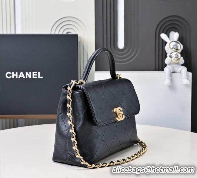 Best Price Chanel Calfskin Large Flap Bag with Top Handle AS5467 Black 2025