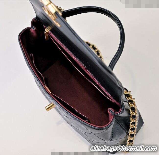 Best Price Chanel Calfskin Large Flap Bag with Top Handle AS5467 Black 2025