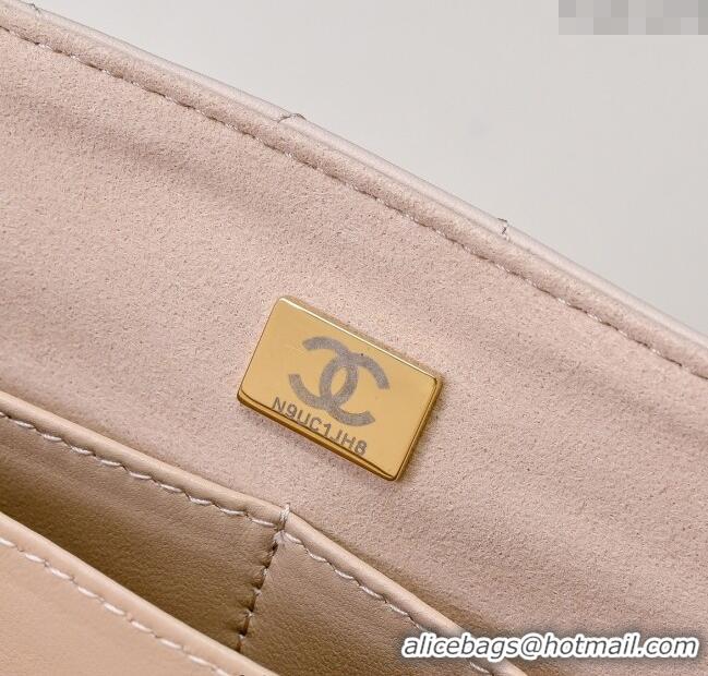 Top Grade Chanel Calfskin Maxi Flap Bag with Top Handle AS5543 Light Pink 2025