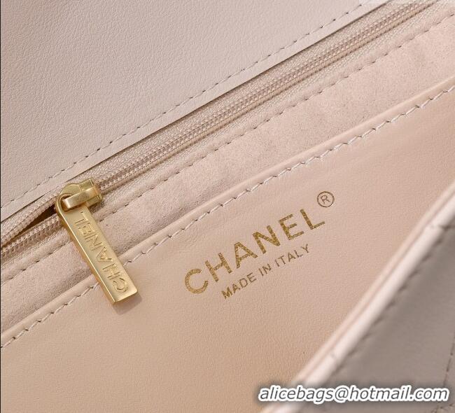 Top Grade Chanel Calfskin Maxi Flap Bag with Top Handle AS5543 Light Pink 2025