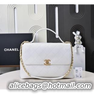 Trendy Design Chanel Calfskin Maxi Flap Bag with Top Handle AS5543 White 2025