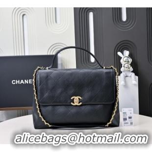 Good Looking Chanel Calfskin Maxi Flap Bag with Top Handle AS5543 Black 2025