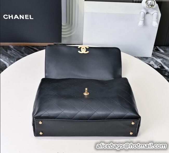 Good Looking Chanel Calfskin Maxi Flap Bag with Top Handle AS5543 Black 2025