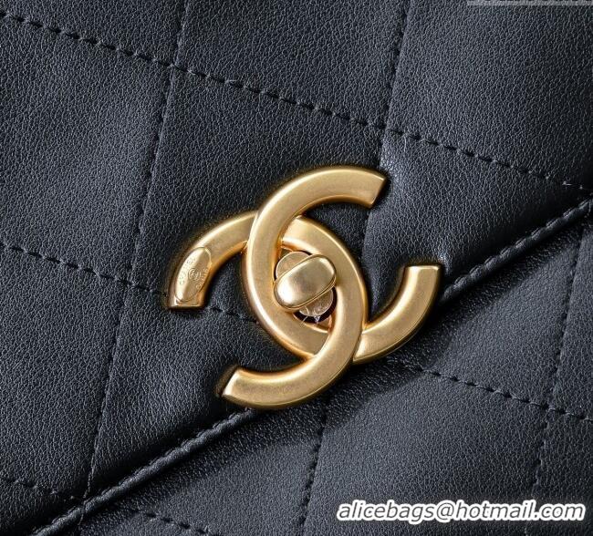Good Looking Chanel Calfskin Maxi Flap Bag with Top Handle AS5543 Black 2025