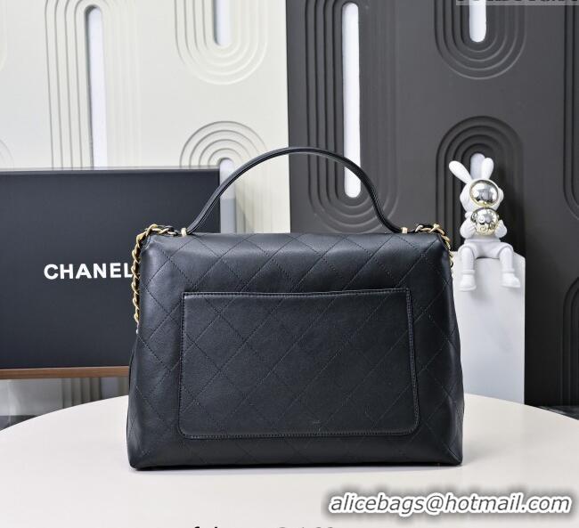 Good Looking Chanel Calfskin Maxi Flap Bag with Top Handle AS5543 Black 2025