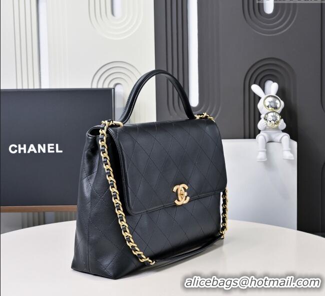Good Looking Chanel Calfskin Maxi Flap Bag with Top Handle AS5543 Black 2025