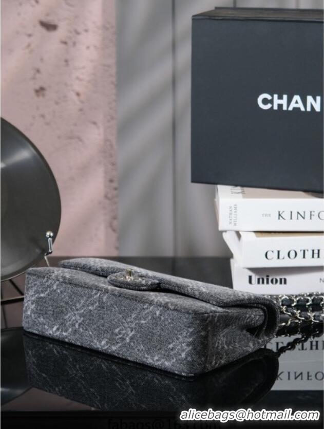 Buy Inexpensive Chanel Printed Denim Classic Medium Flap Bag A01112 Black 2025