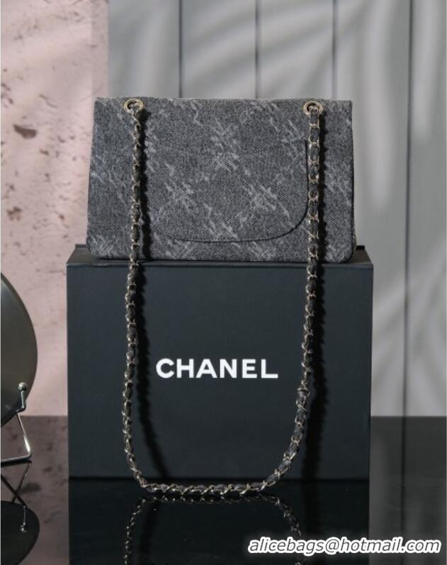 Buy Inexpensive Chanel Printed Denim Classic Medium Flap Bag A01112 Black 2025