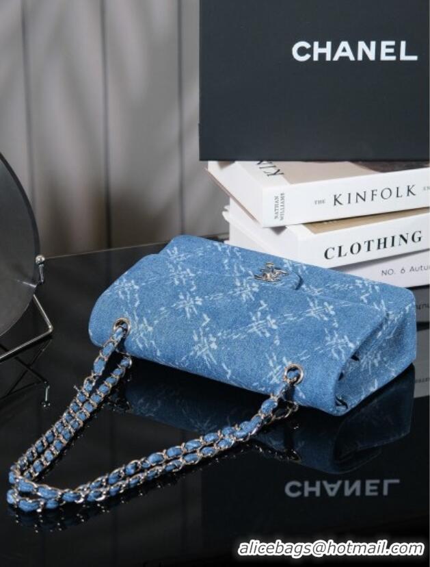 Grade Quality Chanel Printed Denim Classic Medium Flap Bag A01112 Blue 2025