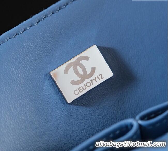 Grade Quality Chanel Printed Denim Classic Medium Flap Bag A01112 Blue 2025