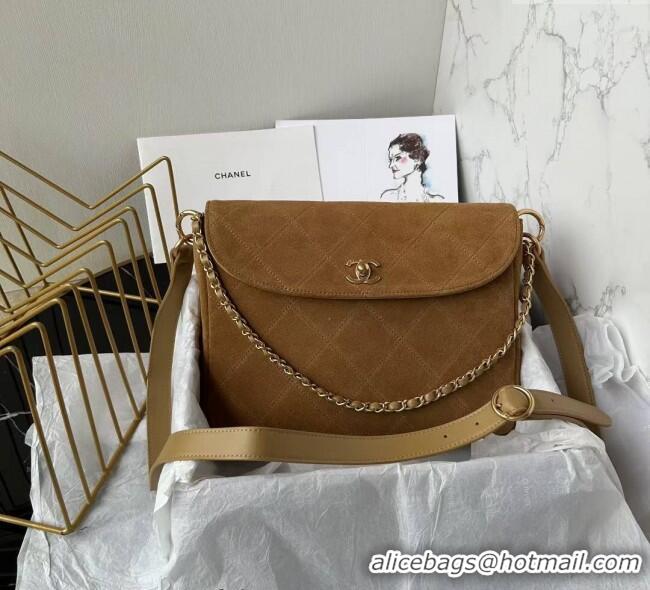 Buy Discount Chanel Suede Hobo Bag AS5886 Brown 2025