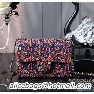 New Design Chanel Mixed Fiber & Embroidery Mini Classic Flap Bag A69900 Navy Blue/Multicolored 2025