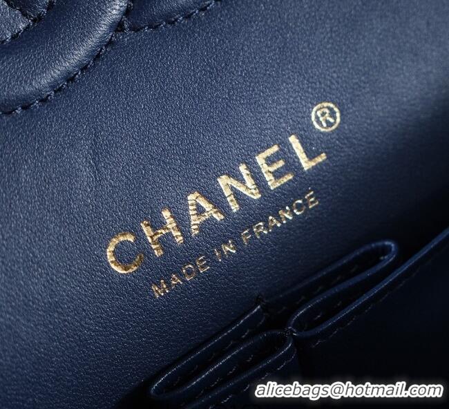 Well Crafted Chanel Mixed Fiber & Embroidery Classic Medium Flap Bag A01112 Navy Blue/Multicolored 2025