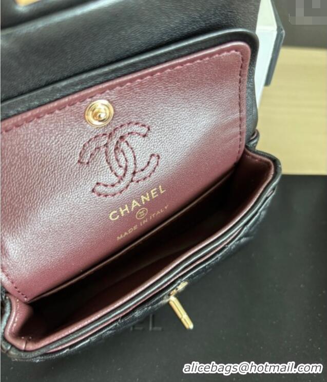 Grade Design Chanel Lambskin Classic Mini Bag with hook and Heart Charm AP4760 Black 2025