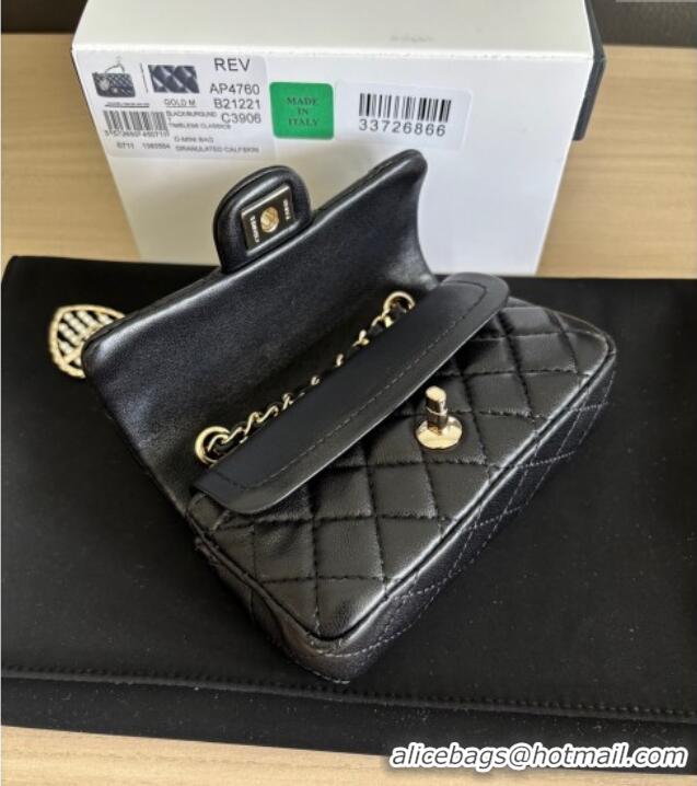 Grade Design Chanel Lambskin Classic Mini Bag with hook and Heart Charm AP4760 Black 2025