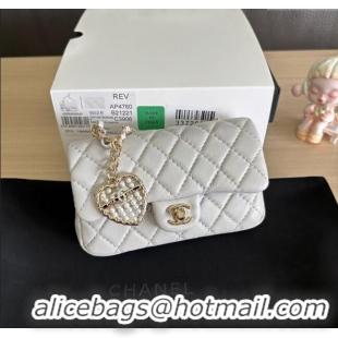 Reasonable Price Chanel Lambskin Classic Mini Bag with hook and Heart Charm AP4760 Light Grey 2025