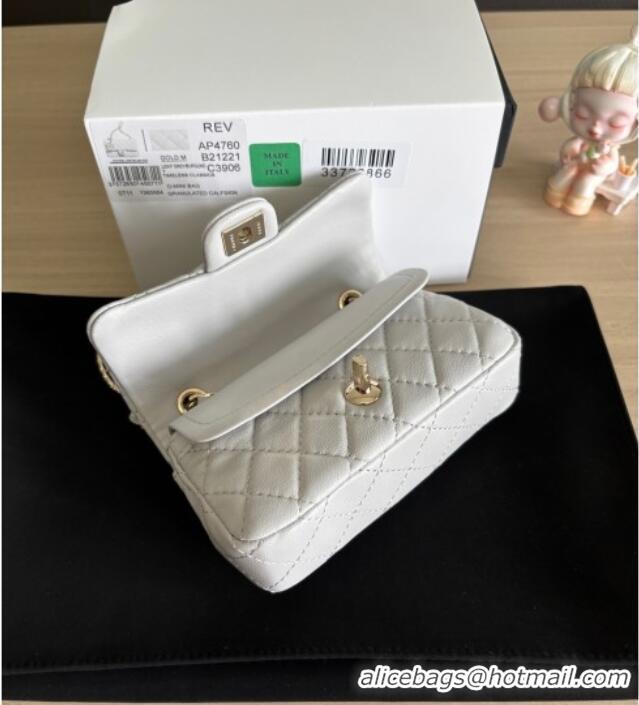 Reasonable Price Chanel Lambskin Classic Mini Bag with hook and Heart Charm AP4760 Light Grey 2025